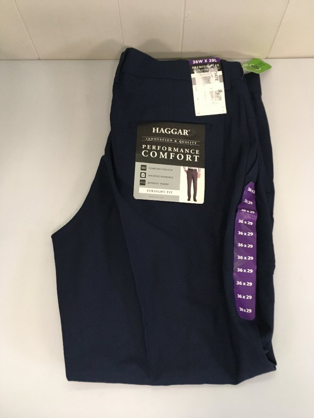 NEW Mens Slacks Pants Dark Blue Navy HAGGARD Sz 36x29 Straigh Fit
